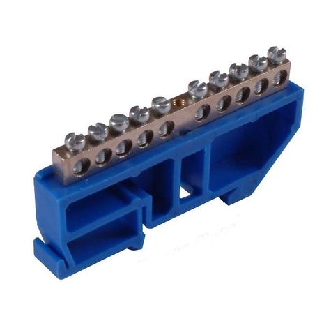 Шина _N_ 63.08.DIN "N" на 8 присоединений 63А изоляторе под DIN-рейку | HEGEL