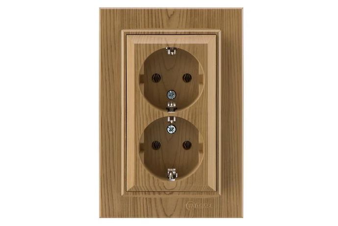 Розетка 2-м СП Karea 16А IP20 с/з дуб Makel 56101082