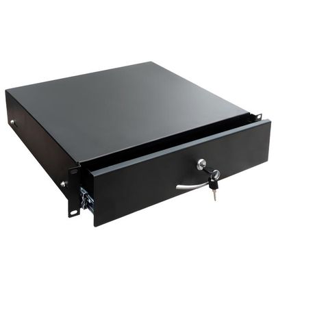 Полка выдвижная (ящик) 19 дюймов. 2U. для технической документации и инструментов. с ключом. цвет черный (RAL 9005) - RD 0302.900 SYSMATRIX