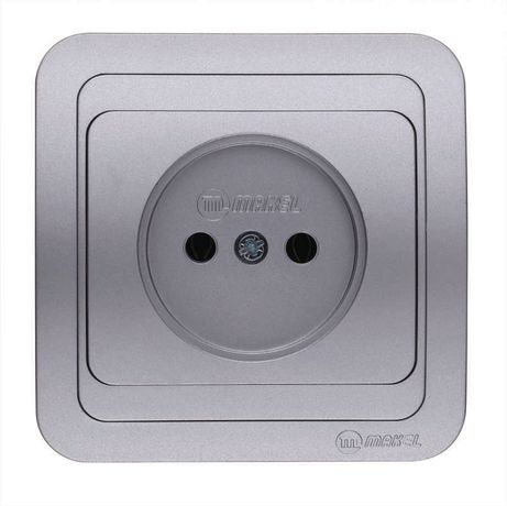Розетка 1-м СП Mimoza 16А IP20 без заземл. серебр./серебр. Makel 23402
