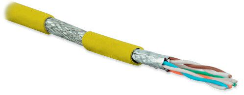 Кабель витая пара экранир. S/FTP кат.6A 4 пары 23 AWG ОЖ solid кажд. в фольге общий экран-медн. оплетка для внутр. прокладки до +60град.C SFTP4-C6A-S23-IN-LSZH-YL-500 (уп.500м) Hyperline 388373