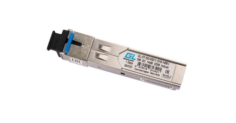 Модуль промышленный SFP WDM 1Гбит/с одно волокно SM SC Tx:1310/Rx:1490нм DDM 14дБ до 20км -40град.C NIKOMAX GL-OT-SG14SC1-1310-1490-I GIGALINK