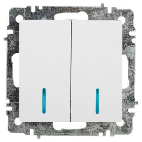 Выключатель двухклавишный, в рамку (скрытого монтажа) с подсветкой перламутр 10А 250В винтовые зажимы Intro Accent 6-105-01 - Б0063505 ЭРА