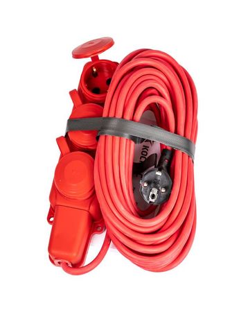 Удлинитель колодка 10м 3 гнезда КГ 3*2.5 мм 16A 250В 4000Вт каучук IP44 красный Россия УБК - YKsm10m-3g(16A)KG-R Космос