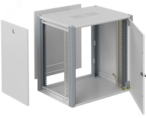 Шкаф телекоммуникационный настенный 19' 9U дверь металл IP20. 600x350x450mm(ШхГхВ) цвет серый(RAL 7035/RAL7000) - WP 6309.720 SYSMATRIX