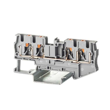 Клемма проходная , зажим push-in, 4 точки подключения, кв.мм, серая - VPR-4-QUATTRO-GY ДКС