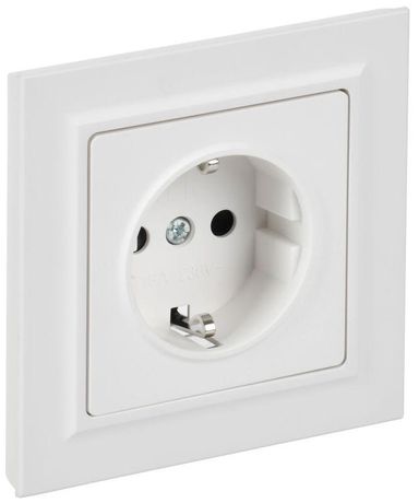 Розетка BRITE РСР14-1-0-БрАБ 16А в сборе с заземл. защ. шторки арктич. бел. IEK BR-R14-16-K91-F
