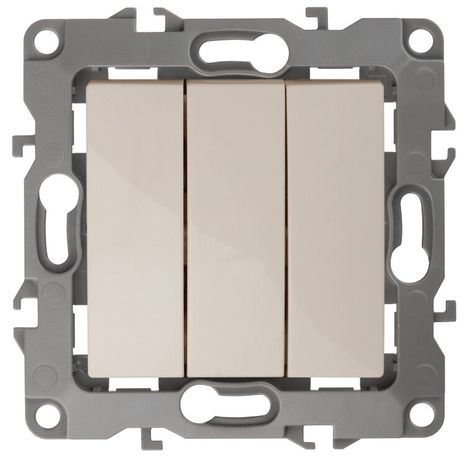 Выключатель трехклавишный скрытого монтажа слоновая кость 10А 250В автоматические (безвинтовые) ЭРА 12 12-1107-02 - Б0014670