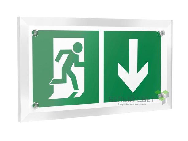 Знак безопасности PT-12228.E39"Указ. двери эвакуац. выхода (прав.)" Белый свет a17896 BS