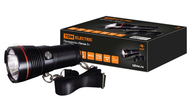 Прожектор «Титан 7», 30 Вт CREE 3600 лм, 4х18650, IPX5, Type-C, | SQ0350-0067 TDM