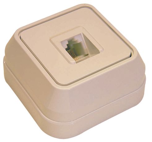 Розетка телефонная 1-м ОП 16А IP20 крем. Makel 45214