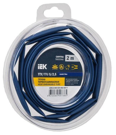 Трубка термоусадочная ТТУ нг-LS 5/2,5 синяя (2м/упак) IEK | UDR12-005-D25-002-K07-T