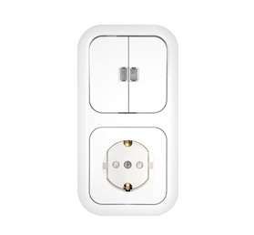 Беларусь Блок скрытый: выключатель двухклавишный с индикатором + розетка 2В-РЦ-683 - Bylectrica