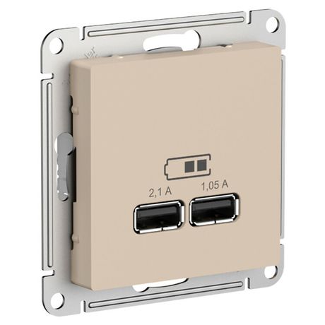Розетка USB AtlasDesign тип A+A 5В/2.1А 2х5В/1.05А механизм песочн. SE ATN001233 APC