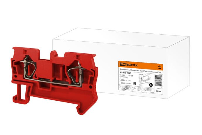 Зажим клеммный безвинтовой (ЗКБ) 1,5 мм2 17,5А красный | SQ0822-0087 TDM