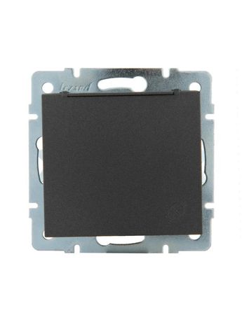 Механизм розетки 1-м Рейн с заземл. крышкой керам. черн. графит мат. Lezard 703-4188-123