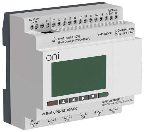 Контроллер программируемый логический (микро ПЛК) PLR-M. CPU DI12/DO06(T) 24В DC ONI PLR-M-CPU-18T00ADC IEK