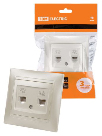 Розетка двойная телефонная RJ11 перламутр "Лама" | SQ1815-0818 TDM