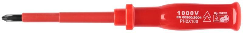 Отвертка изолированная 1000 В, CrV сталь, пластиковая ручка РН2 х 100 мм - 55808 РОС