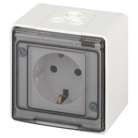 Розетка однофазная наружная (открытой установки) без шторок белый 16А 250В IP55 винтовые клеммы 11-2501-01 Эра Эксперт - Б0063294