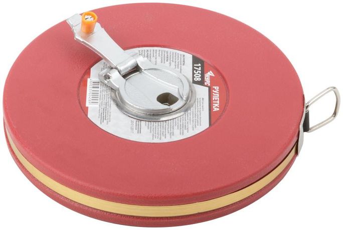 Рулетка 30м фибергласовая лента корпус пластик. красн. КУРС 17508