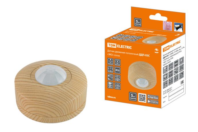 ДДП-03С (1200Вт, 10-900с, 6м , 3+Лк, 120(сбоку)+360(сверху)гр IP33), "ЭКО" сосна | SQ0324-0043 TDM