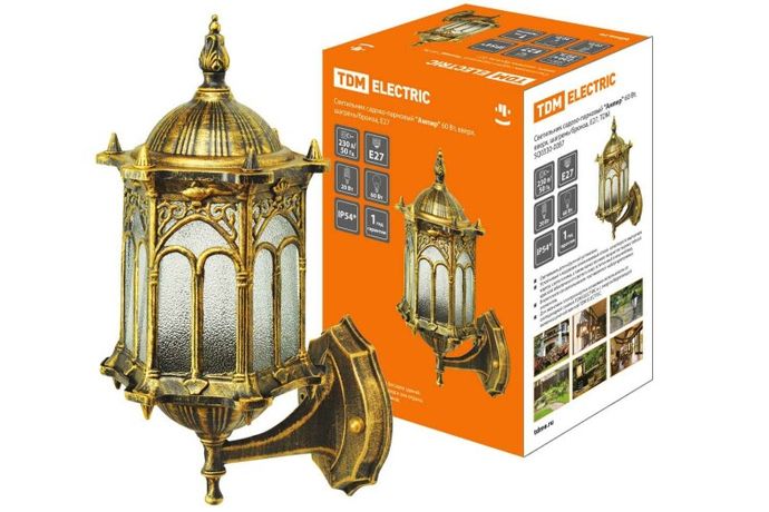 Светильник садово-парковый НБУ Ампир 60Вт ЛН/КЛЛ/LED Е27 IP54 вверх, шагрень/бронза | SQ0330-0087 TDM