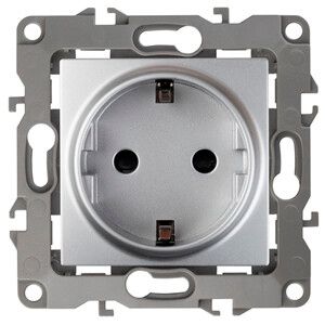 Розетка однофазная скрытого монтажа, в рамку с заземлением без шторок алюминий 16А 250В IP20 автоматические (безвинтовые) зажимы 12-2001-03 Эра 12 - Б0014683