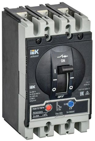 Автоматический выключатель в литом корпусе ARMAT 3P типоразмер S 35кА 63А расцепитель термомагнитный регулируемый - AR-MCCB-3S-035-0063A-ATUC IEK