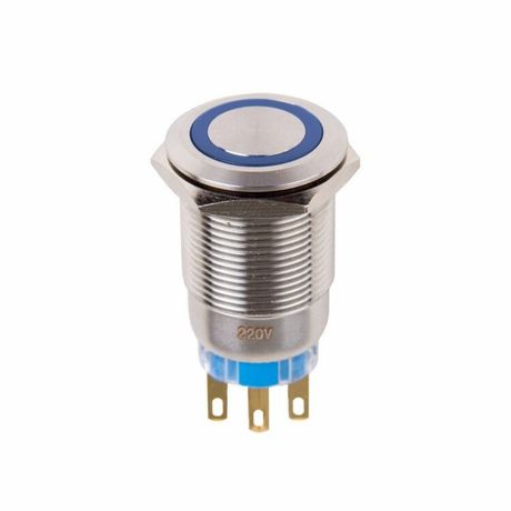 Кнопка антивандальная 19 12В Фикс (5с) ON-OFF/OFF-ON подсв/синяя | 36-3421 REXANT MEET