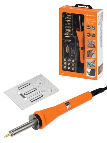 Набор для выжигания "Профи", паяльник 30 Вт, 230 В, 20 декоративных насадок, подставка, кейс, | SQ1025-1002 TDM