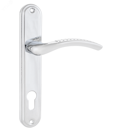 Ручка на планке под замок и цилиндровый механизм (комплект), АЛЛЮР 132-1 85мм CP хром - 12444 ПТК