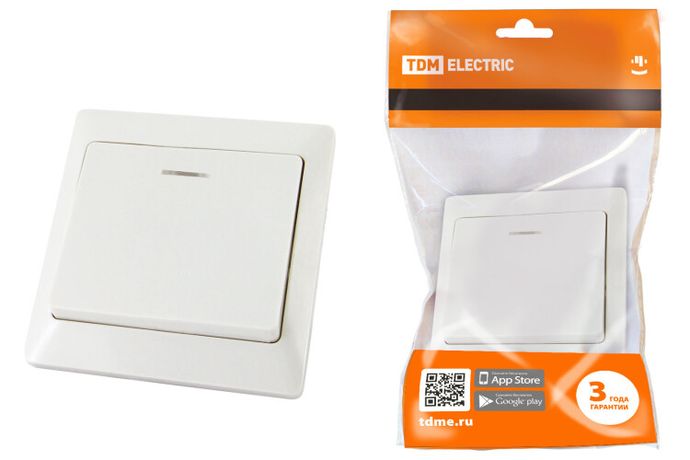 Выключатель 1 кл. с подсветкой 10А белый "Ильмень" | SQ1823-0003 TDM