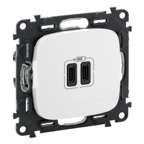 Устройство зарядное Valena Allure с 2-мя USB-разъемами тип C-тип C 240В/5В 3000мА лиц. панелью бел. Leg 755345 Legrand