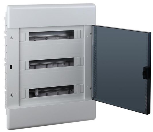 Щиток Тусо скрытая проводка на 54 модуля с дверцей 645х464х116мм (серый прозр. дверцей) Ruvinil 68154СП TYCO