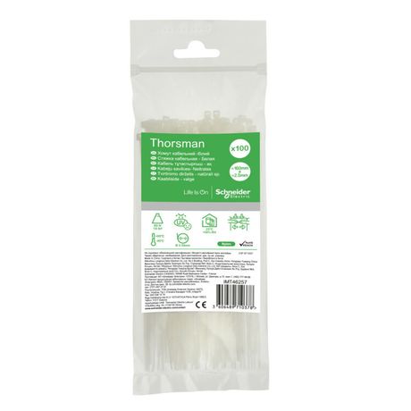 Стяжка кабельная 160х2.5 бел. (уп.100шт) SchE IMT46257 APC