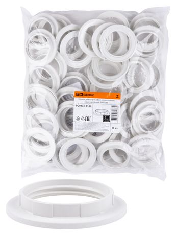 Кольцо для патрона Е27, термостойкий пластик, белый, Б/Н | SQ0335-0164 TDM