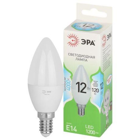 Лампа светодиодная LED 12 Вт 1200Лм 4000К свеча нейтральный E14 220-240В B35-12W-840-E14 Green Line - Б0067140 ЭРА
