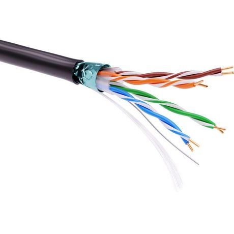 Кабель витая пара кат. 5E экранированный F/UTP, 4 пары, светостабилизированный ПЭ, цвет внешней оболочки черный, катушка 305 м | RN5EFUKPEBK DKC ДКС