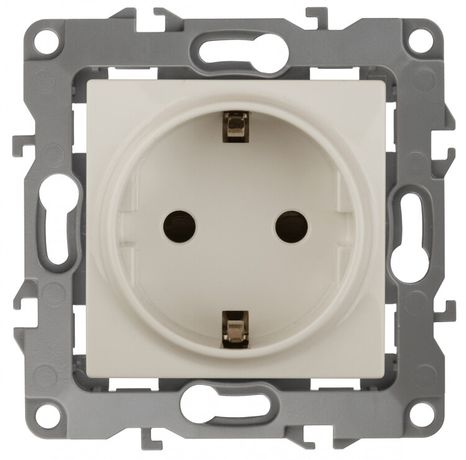 Розетка однофазная скрытого монтажа, в рамку с заземлением без шторок слоновая кость 16А 250В IP20 винтовые клеммы 12-2111-02 Эра 12 - Б0029237