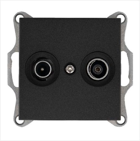 Розетка телевизионная оконечная TV + FM 2-м Ф9.5мм механизм антрацит Jasmart G6204B