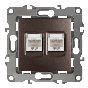 Розетка информационная двойная 12-3108-13 2XRJ45, бронза (10/100/2500) |Б0019355 | ЭРА