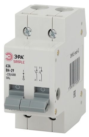 Выключатель нагрузки модульный (мини-рубильник) ВН-29 2P 16А SIMPLE-mod-59 ЭРА SIMPLE | Б0039249