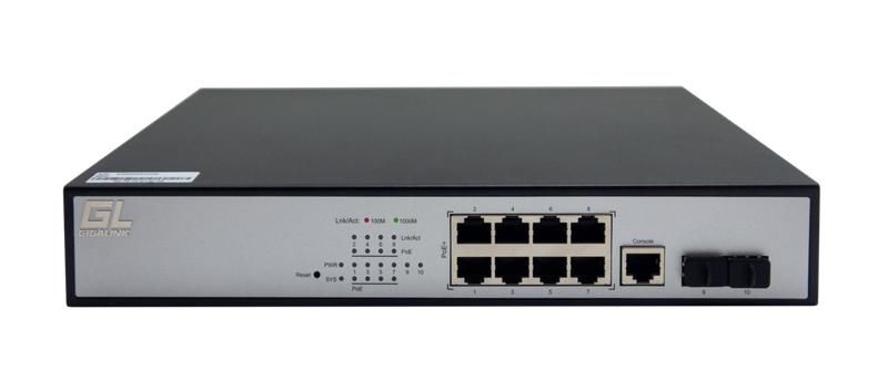 Управляемый L2 PoE коммутатор GIGALINK 8 Base-T 10/100/1000Mb/s - GL-SW-G204-10P ЭКО36884