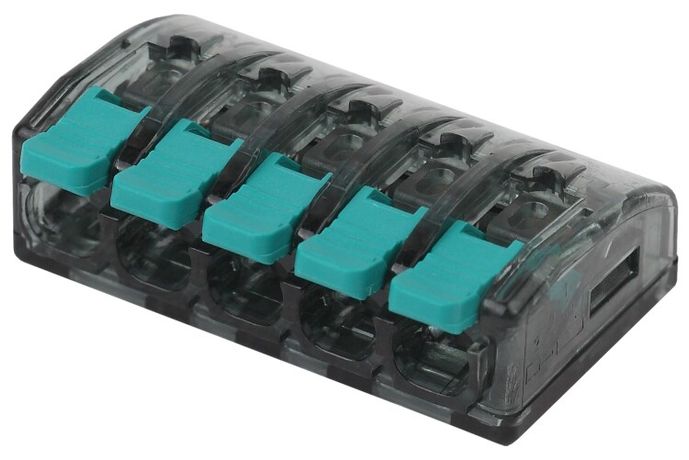 Аксессуары для клемм NO-224-51 ЭРА Клемма компактная серии 415 с рычагом, 5 отверстия, 0,5-4 мм2 (у | Б0043969