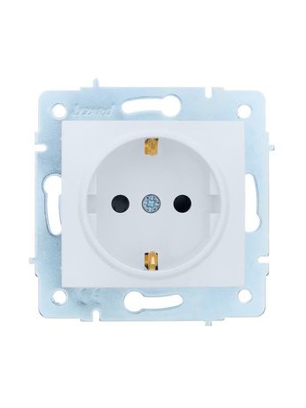 Розетка 1-м СП ASTI 16А IP20 с заземл. защ. шторки термопласт механизм бел. LEZARD 7081-0288-124B