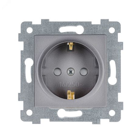 Аксиома Механизм розетки одноместной с з/к и шторкой скрытой установки РС16-454 Алюминий - 121025 Кунцево