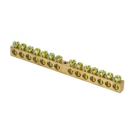 Шина PEN "ноль-земля" (8х12мм) 14 отверстий латунь крепеж по центру розничный стикер EKF PROxima | sn0-125-14-c-r