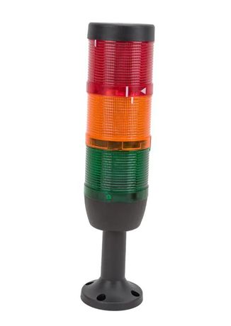 Сигнальная колонна 70 мм, 3 цвета (красный, зелёный, жёлтый), стробоскоп FLESH, пласт. патрубок 100 мм с основанием, 220В AC, IP40 - IK73F220XM01 EMAS
