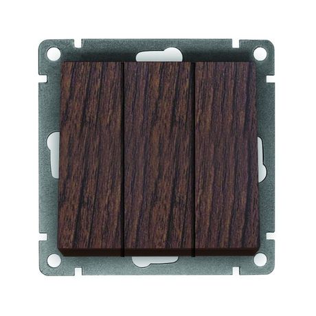 Выключатель трехклавишный UNIVersal серия Афина, с/у, 10А, 220В, венге (еврослот), механизм - A0043-V Союз